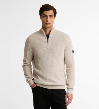 Pull Crawley demi-zippé beige