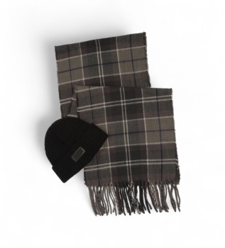 Pack chapeau et charpe noir, marron
