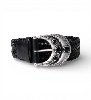 Cintura in pelle nera Bolbi