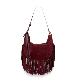 Bolsa de Couro Fringes com franjas bordô