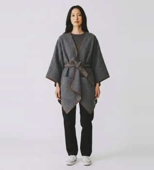 Poncho mit Gürtel grau