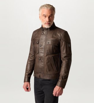 Nubuck-Lederjacke Gangster braun