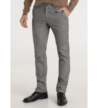 Grey elasticated Oxford chino trousers