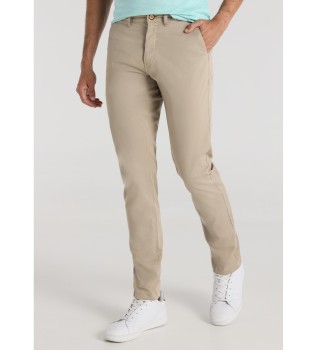 Beige slim fit chino broek