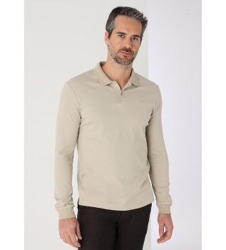 Langrmet gr jacquardvvet poloshirt