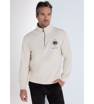 Sweatshirt com fecho de correr em branco