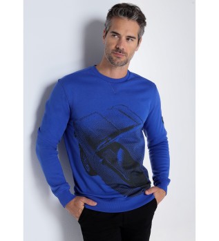 Sweatshirt grfica com gola box azul