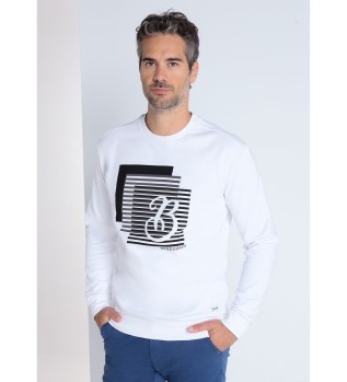 Sweatshirt grfica com gola box branca