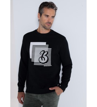 Sweatshirt grfica com gola box preta