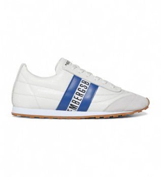 Chaussures de football en cuir blanc, bleu