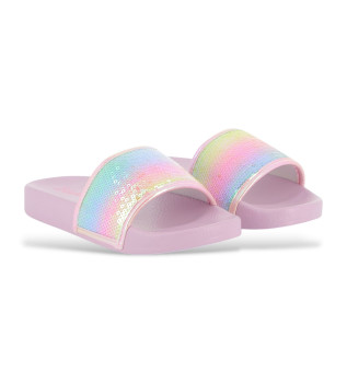 Lila teenslippers met lovertjes