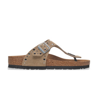 Sandali Gizeh Rivet in pelle color tortora
