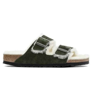 Sandals Arizona Wool sheepskin suede green