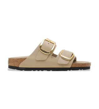 Arizona Big Buckle Beige Leather Sandals