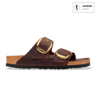 Sandálias de Couro Arizona Big Buckle Oiled (Ajuste Estreito) castanho