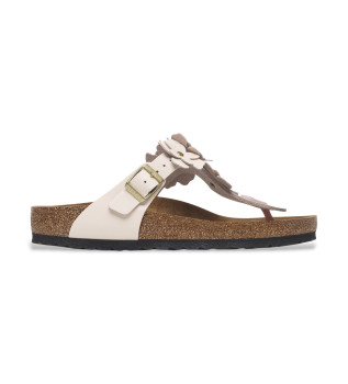 Gizeh Flower Embellishment Light Pink Leather Sandals