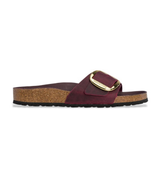 Madrid Big Buckle Leather Sandals Leoi burgundy