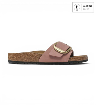 Sandálias de Couro Madrid Big Buckle (Ajuste Estreito) rosa