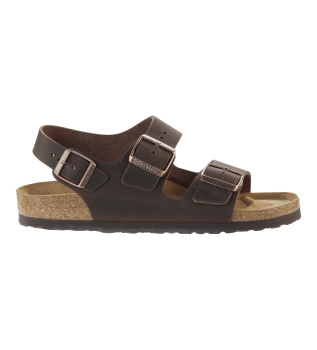 Braune Leder-Sandalen Milano Geölt
