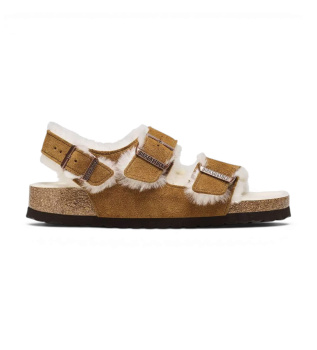 Sandales Milano Shearling Daim (Coupe Étroite) marron
