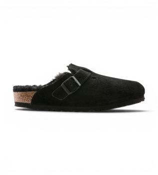 Sabots en Cuir Boston Shearling (Coupe Étroite) noir