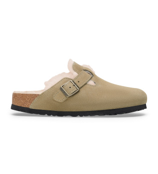 Zuecos de Piel Boston Shearling (Ajuste Estrecho) beige