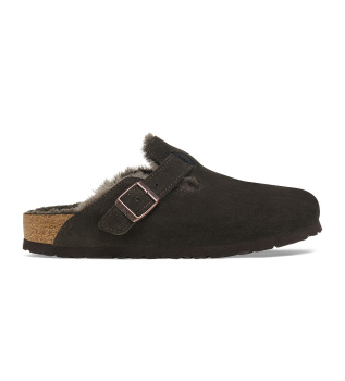 Brown Boston Shearling Leather Clogs (Narrow Fit)