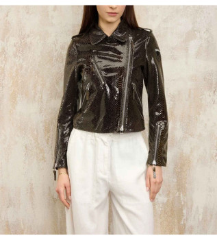 Lederjacke Vintage Kirsche grn