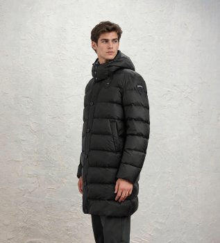 Carver black long down jacket