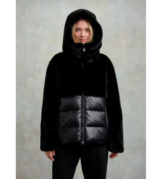 Nylonjakke med Eco Fanevil-pels, sort