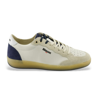 Baskets en cuir Murray01 blanc cass, bleu