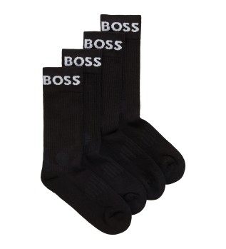 2 Pair Pack of Black Elasticated Short Socks