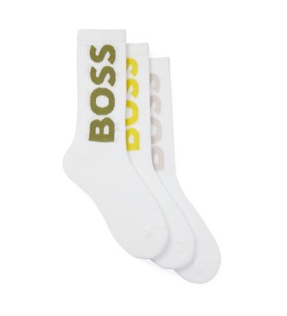 Satz von 3 Paar weien Logo-Socken