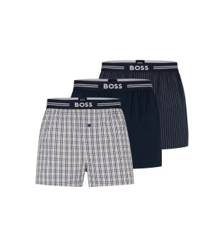 Pack 3 Boxer tiss� marine