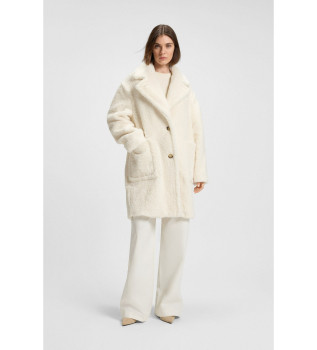 Manteau en peluche avec col rglable blanc