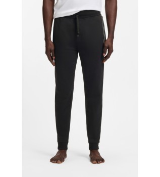 Plysbukser med logo og stribe, sort