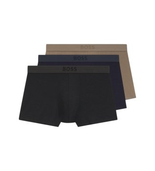 Set de 3 calzoncillos de tejido elástico beige, marino, negro