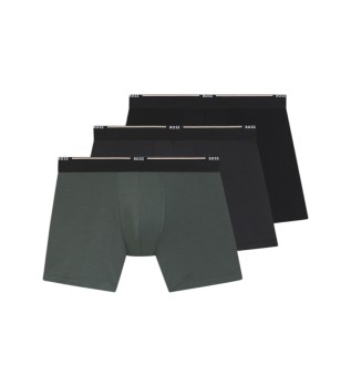 Set 3 B�xers Lisos negro, verde, gris