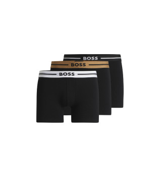 Lot de 3 boxers en coton stretch avec logo sur la ceinture noir