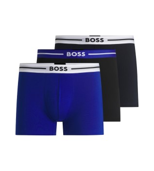 Conjunto de 3 cales boxer com logtipo e risca multicolor