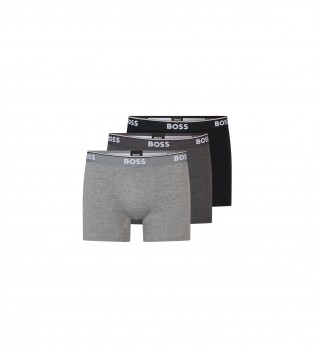 Pakke med 3 3P Power boksershorts grå, sort