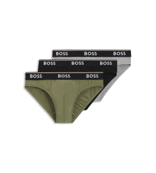 Pack 3 Power briefs vert, noir, gris
