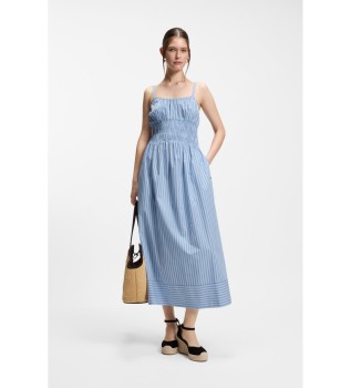 Vestido Popel�n algod�n raya vertical azul