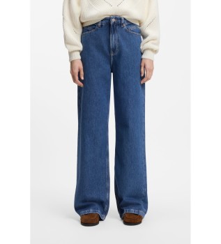 Blue Regular Fit Wide Leg Jeans