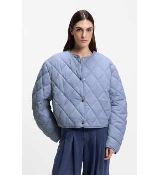 Wodoodporna kurtka z niebieskim pikowaniem w romby