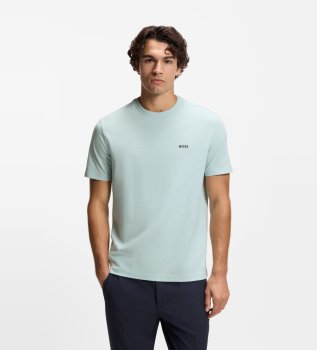 Stretch cotton t-shirt with turquoise detail