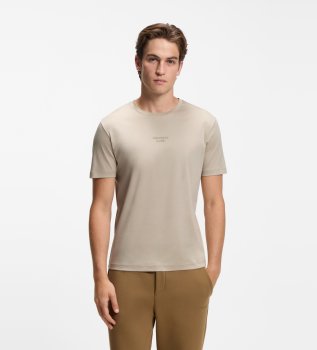Camiseta Porsche x BOSS com logótipo em acabamento brilhante bege