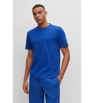 T-shirt med bl logotyp p kragen