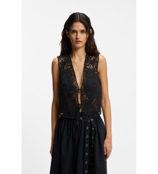 Irika Black Embroidered Vest