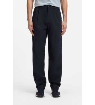 Pantalon en popeline de coton stretch marine